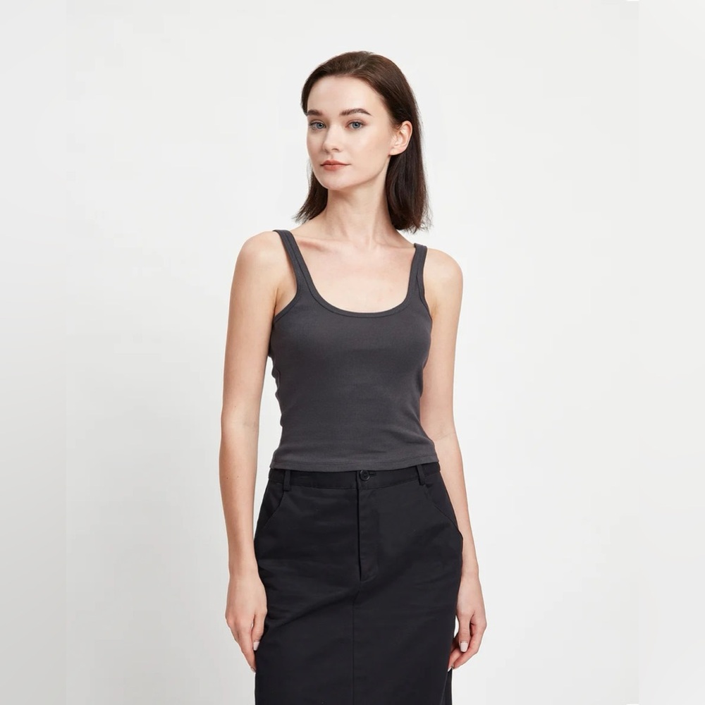 Grana Supima 2-Way Ribbed Camisole, Graphite